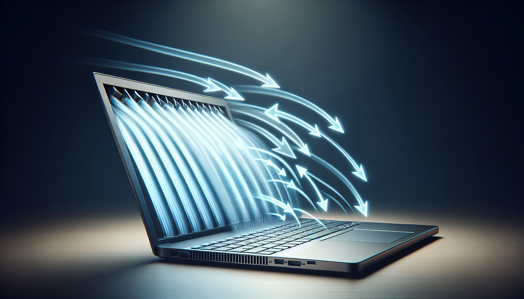 Illustration of laptop ventilation and cooling maintenance