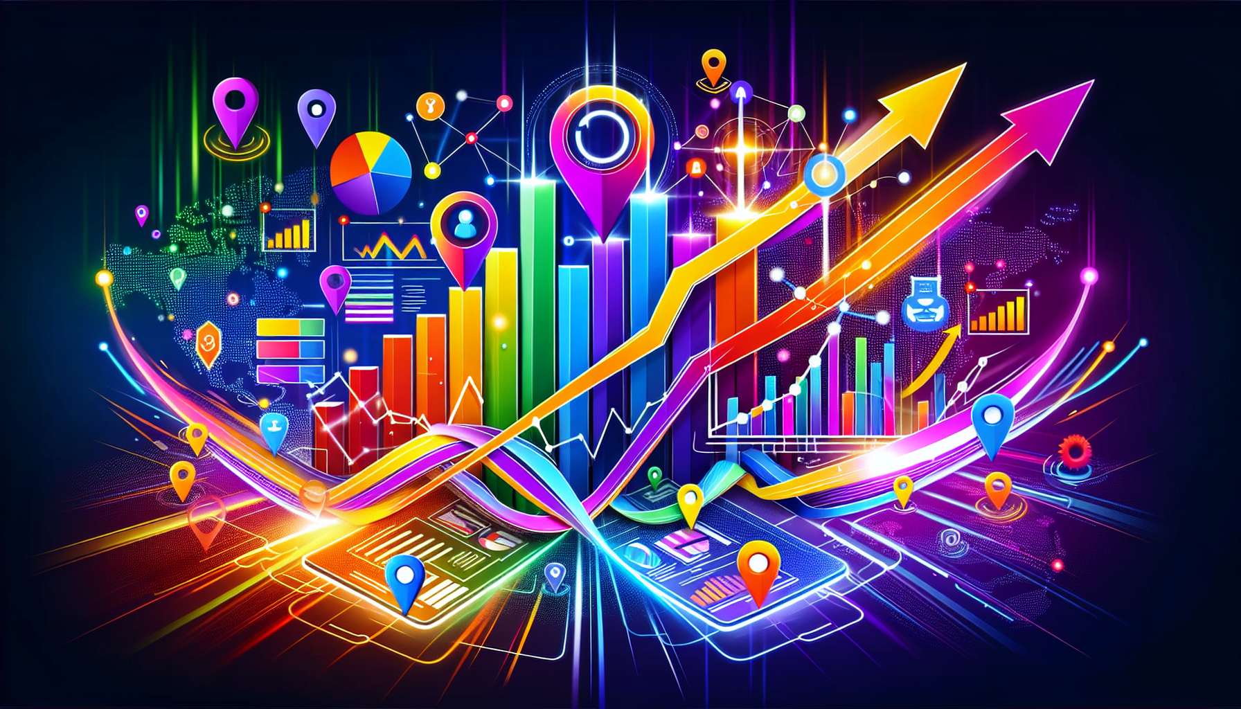 An artistic representation of measuring the success of local SEO efforts for roofing companies.