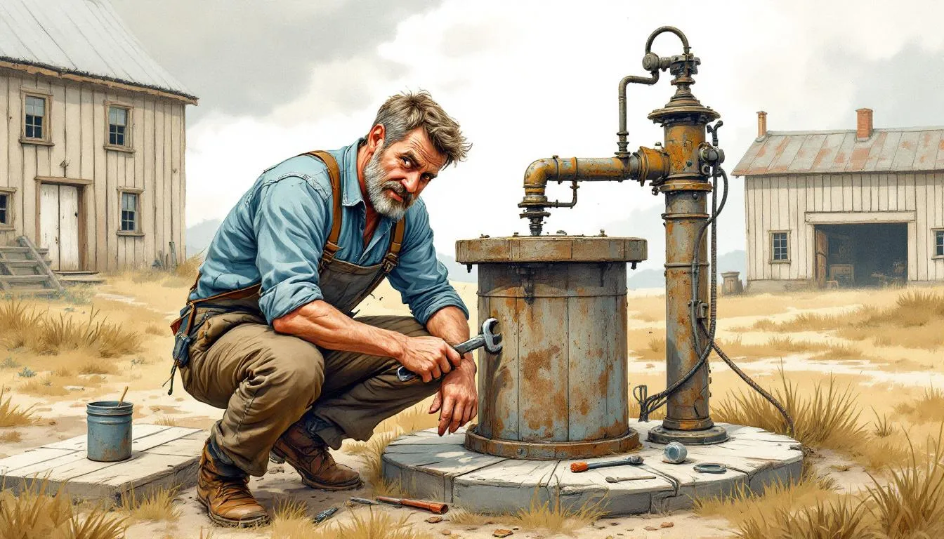 Technician performing emergency pump service.