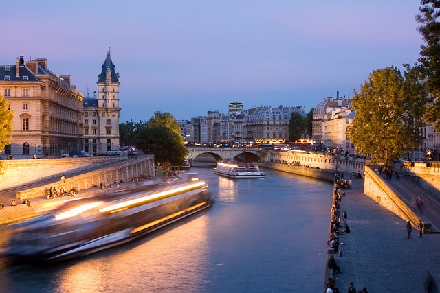 paris, seine river, night