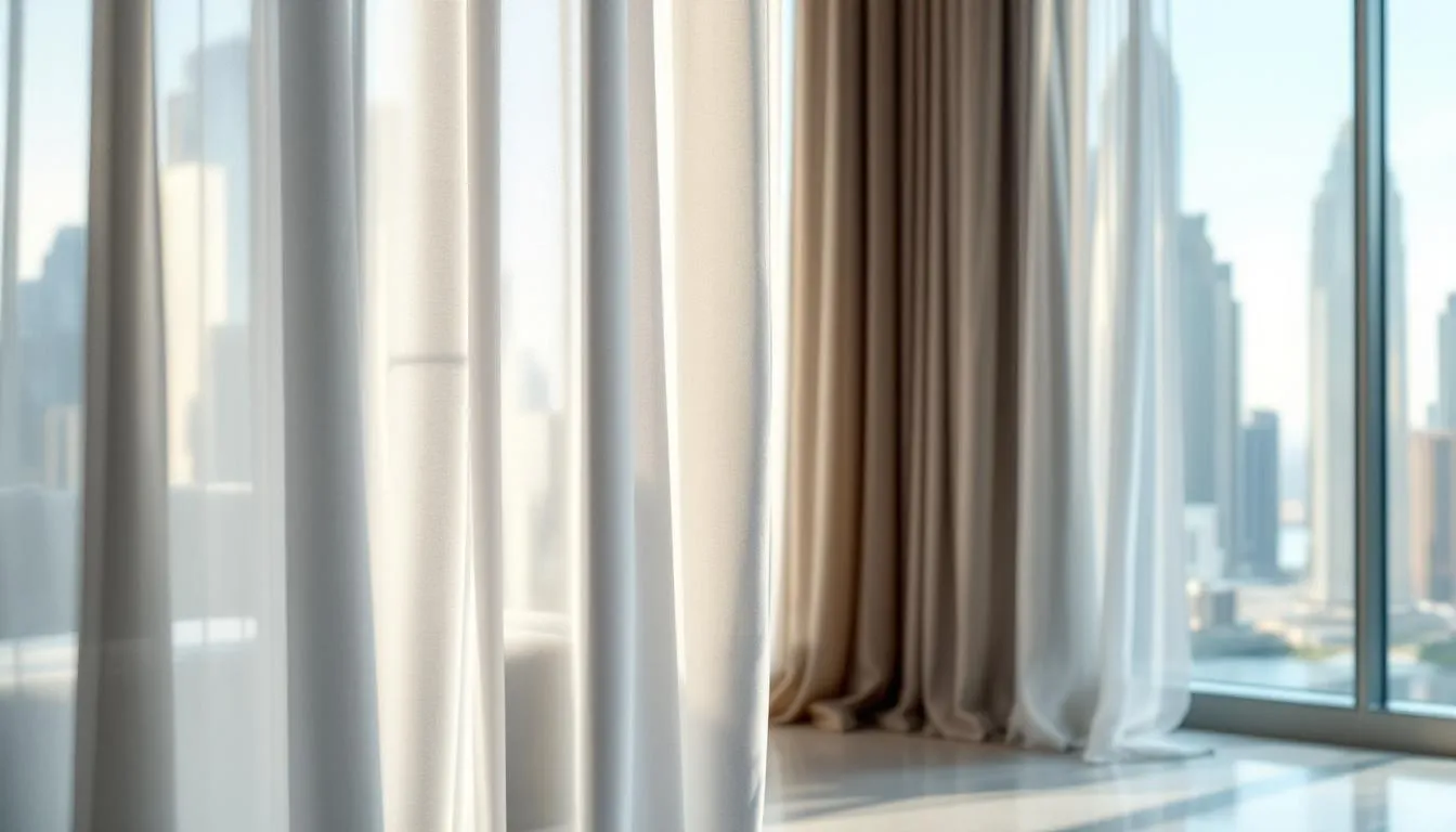 A curtain washing service in progress, showcasing fresh and clean curtains.