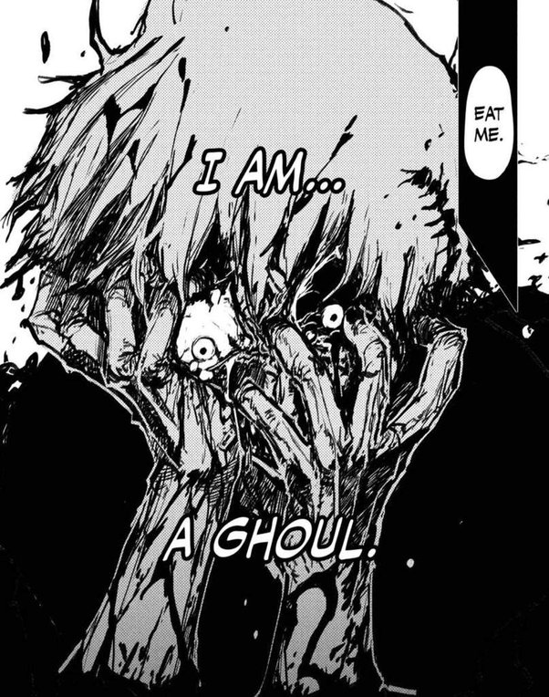 Kaneki coming to terms with the fact that he is, in fact, a ghoul from tokyo ghoul