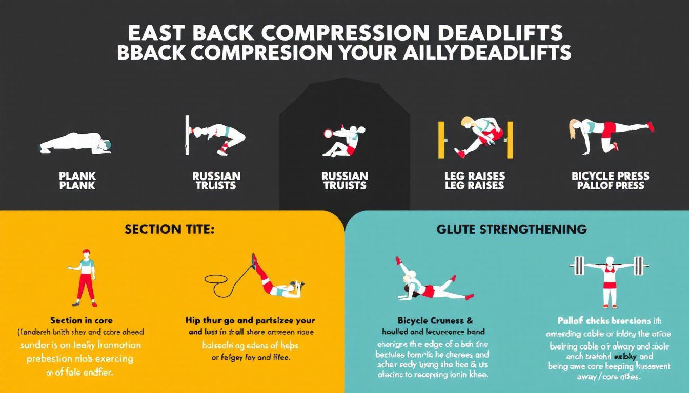 A collection of strengthening exercises to support back compression deadlifts.