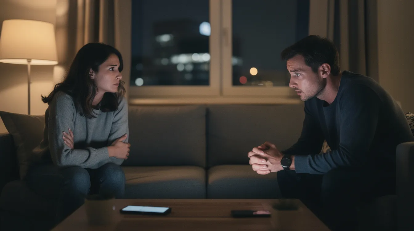 The image depicts a couple sitting together, appearing distant and emotionally disconnected, symbolizing the struggles of different attachment styles in romantic relationships. Their body language suggests issues related to avoidant and anxious attachment, highlighting the challenges of achieving emotional intimacy and secure attachment in adult relationships.
