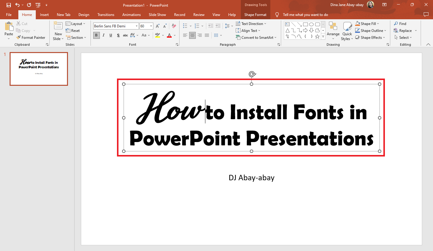 Open a Microsoft PowerPoint and go to "Fonts" then check if your newly installed font is available.