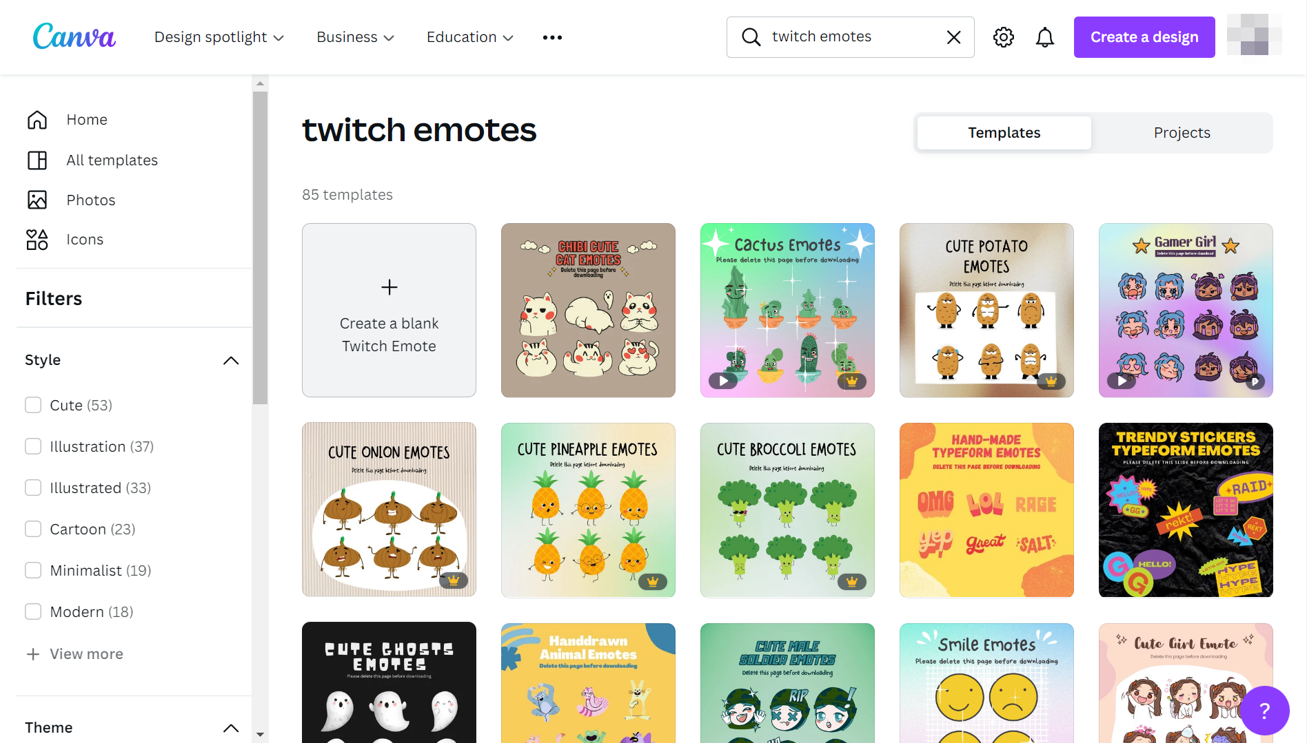 Canva Twitch emotes templates