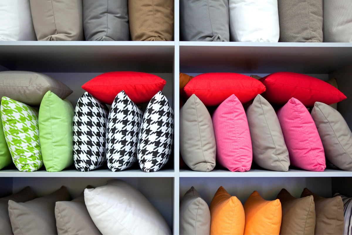 Assortment of different types of cushions