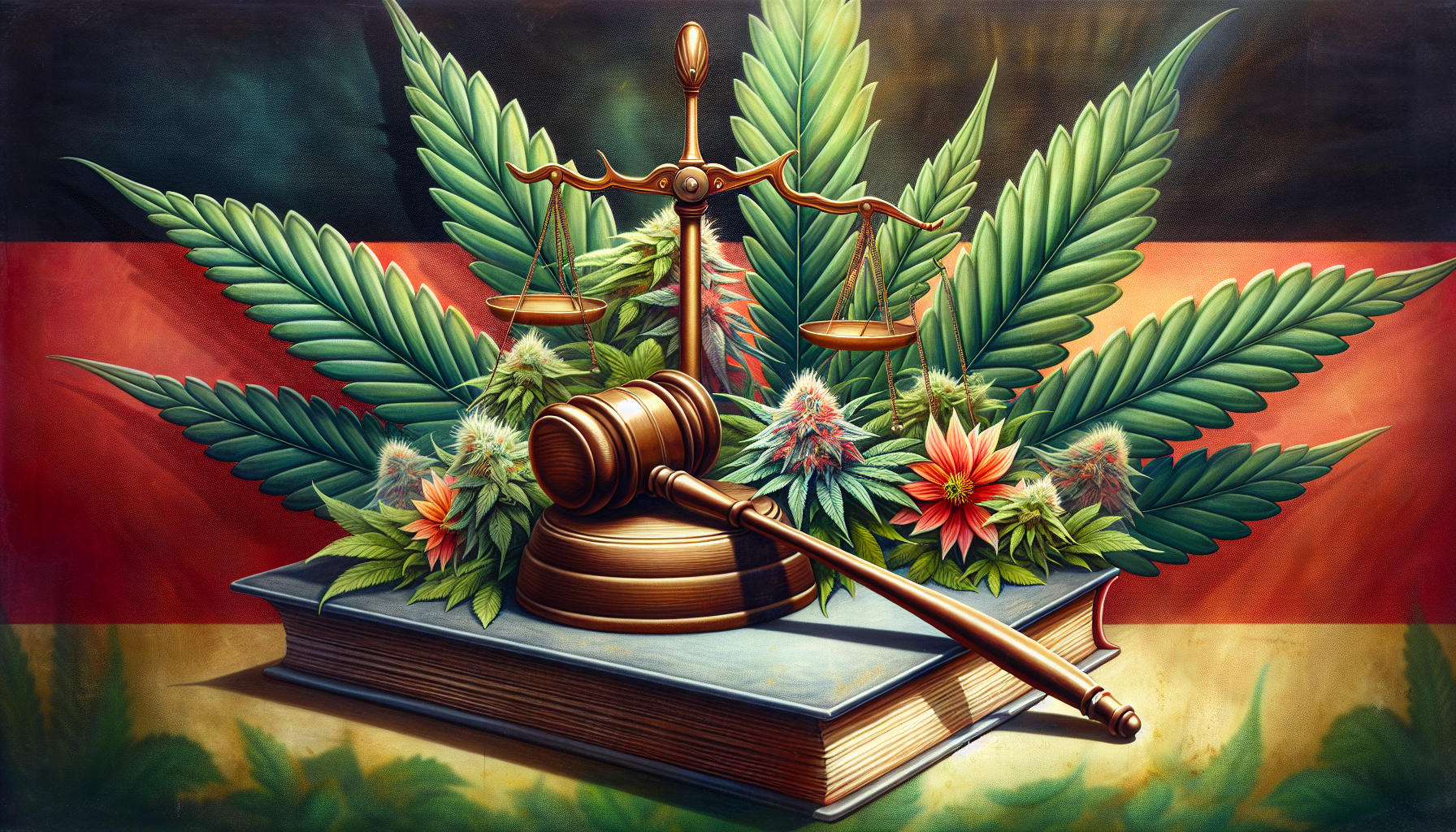 An artistic representation of the legal situation of 10 oh hhc flowers in Germany.