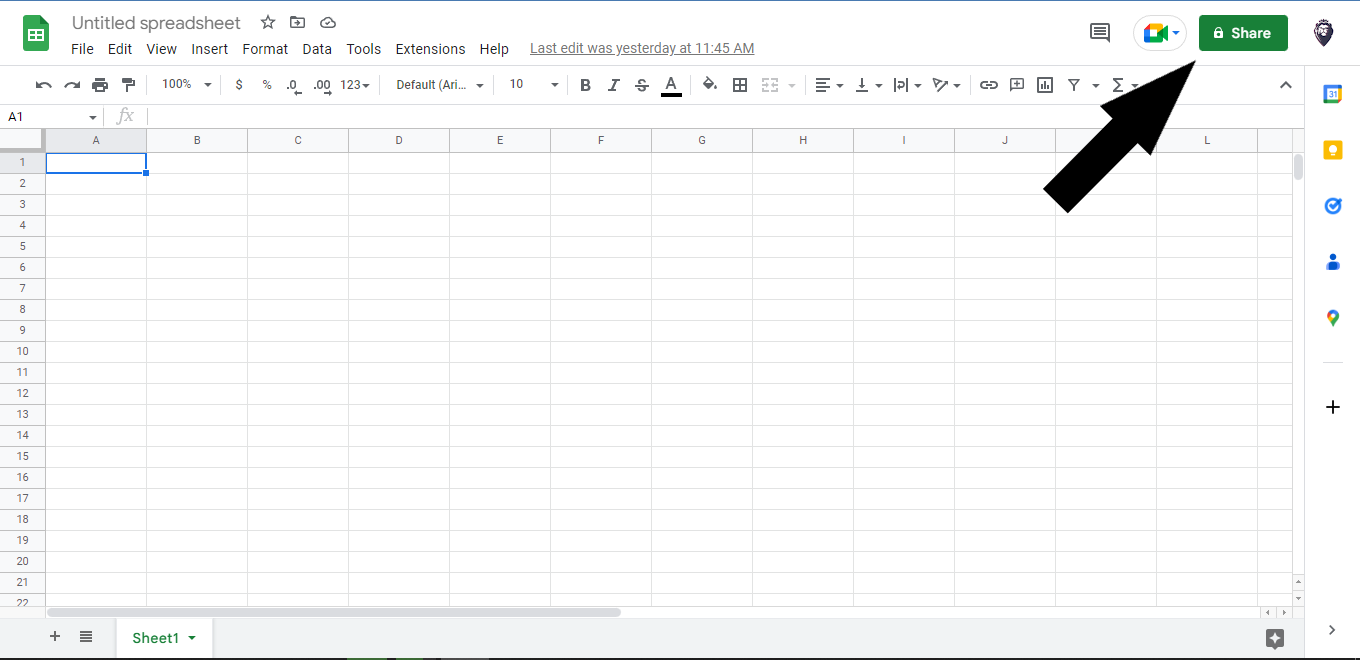 You can click share on your Google sheet.
