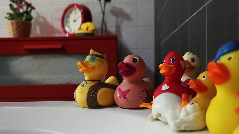 For rubber toys colors are added while compounded
