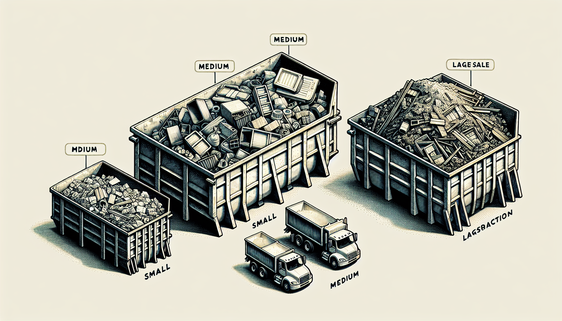 Various dumpster sizes comparison