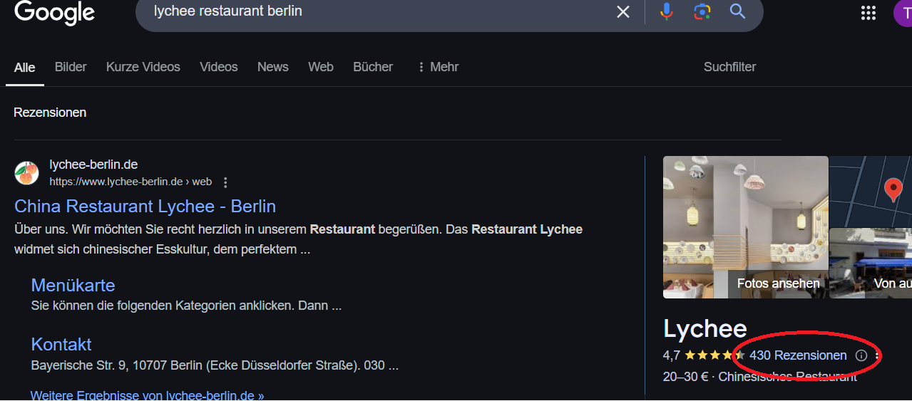 Klicken Sie auf „…Rezensionen“. Hier werden die Bewertungen aller Kunden angezeigt.