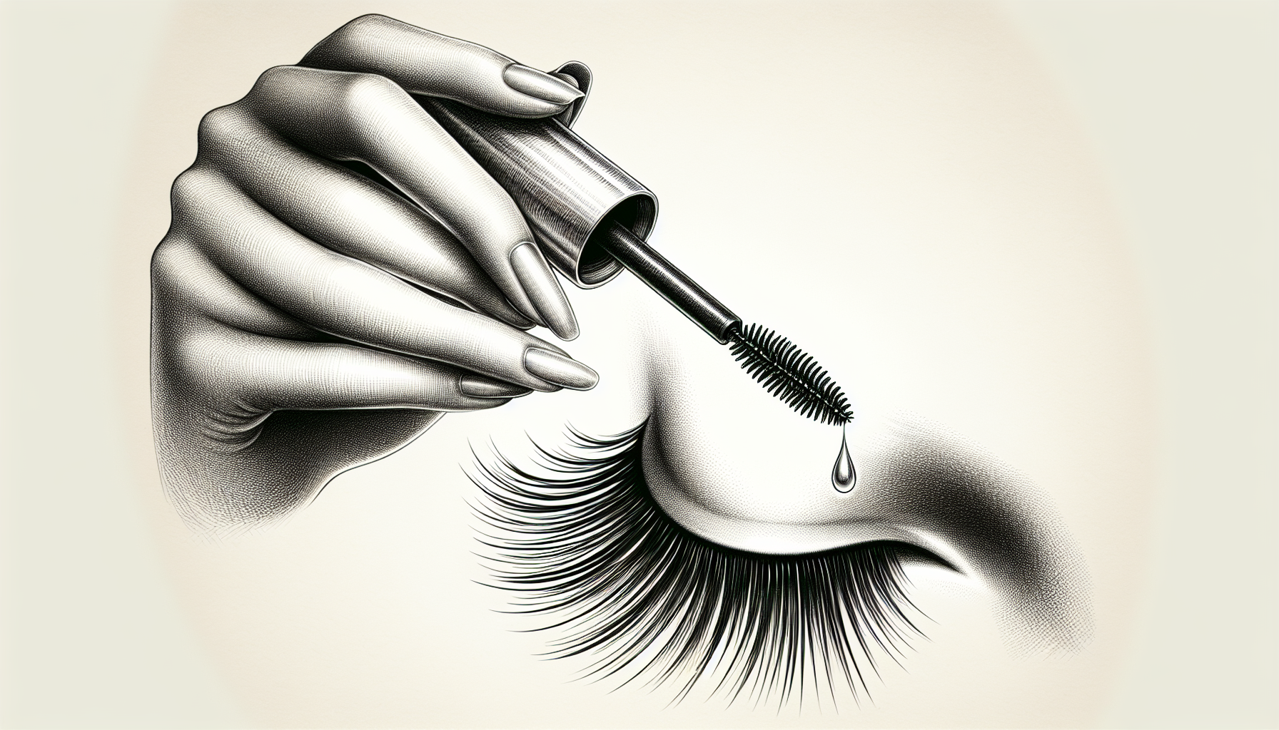 An illustration of a lash brush applying eyelash serum