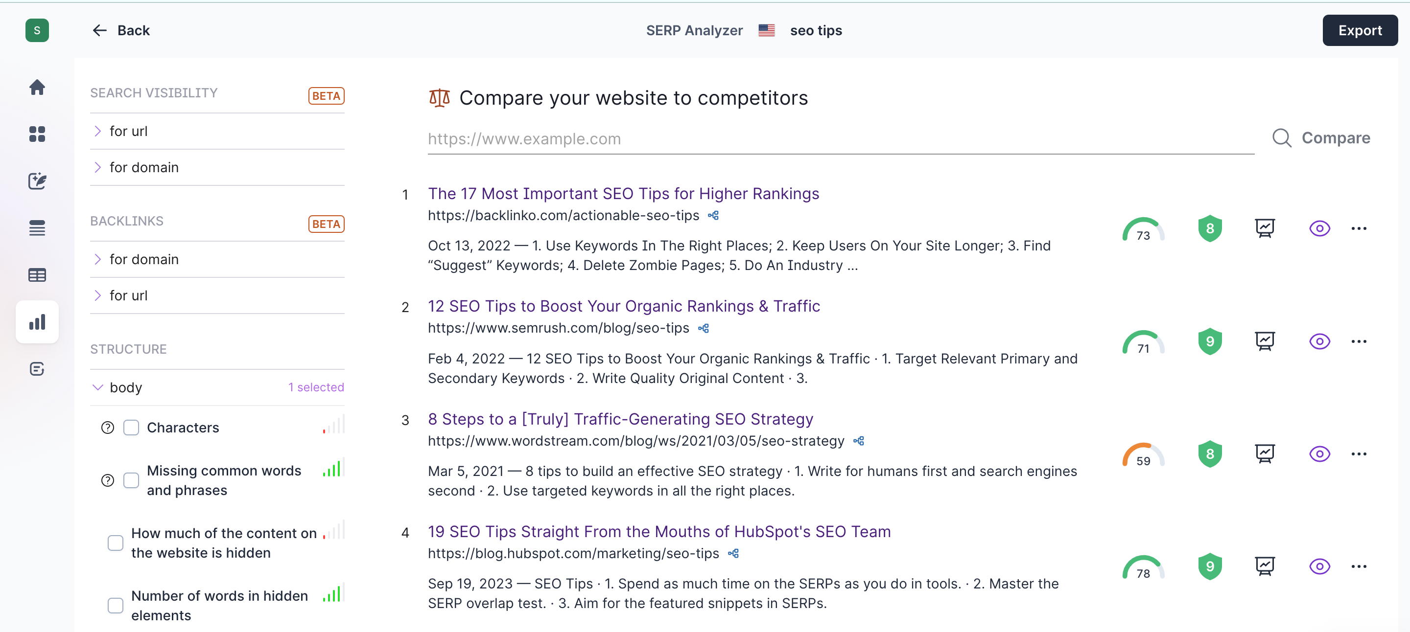 surfer seo serp analyzer comparison