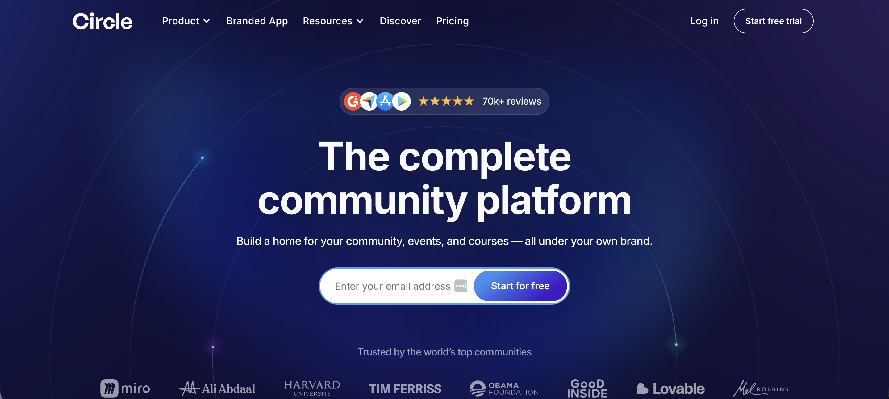 Circle's landing page