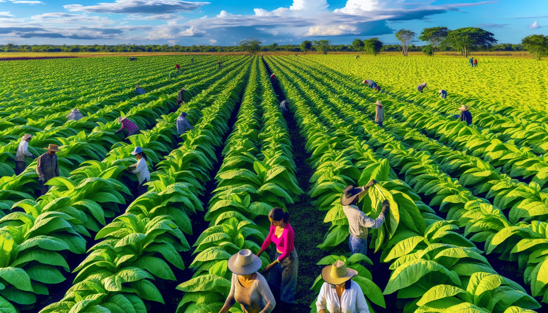 A field of tobacco plants on a Nicaraguan farm