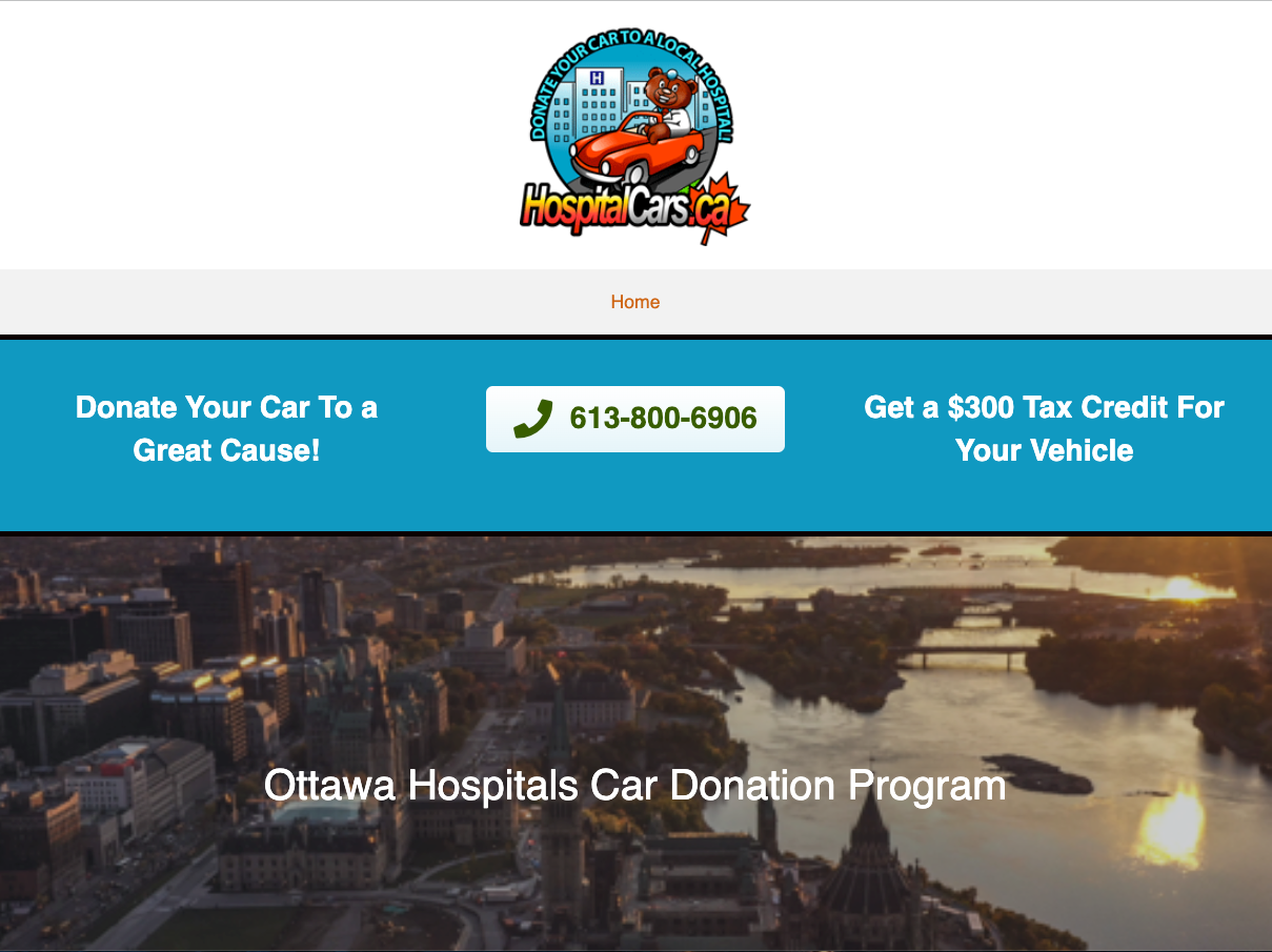 Hospital cars web page for Ottawa.