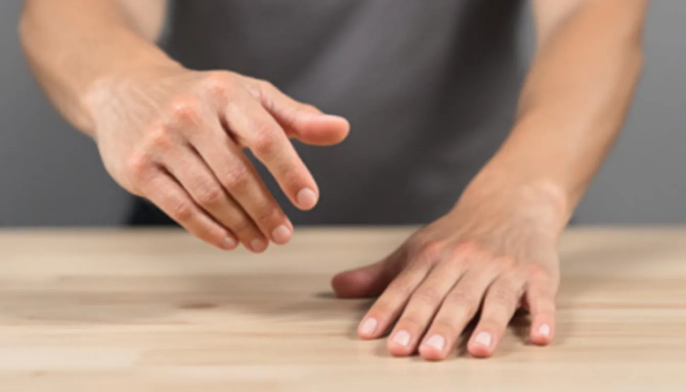 In the image, hands are shown performing gentle finger exercises and stretches, focusing on the affected fingers to improve their function and alleviate symptoms of trigger finger. The exercises include movements that help straighten the fingers and alleviate discomfort from conditions such as rheumatoid arthritis.