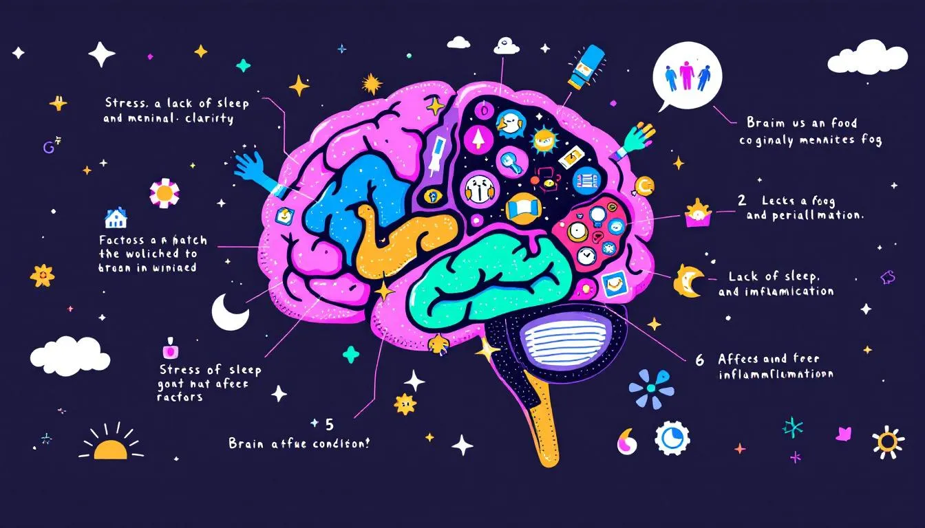 A brain illustration showing areas affected by neurological conditions, related to cognitive impairments.