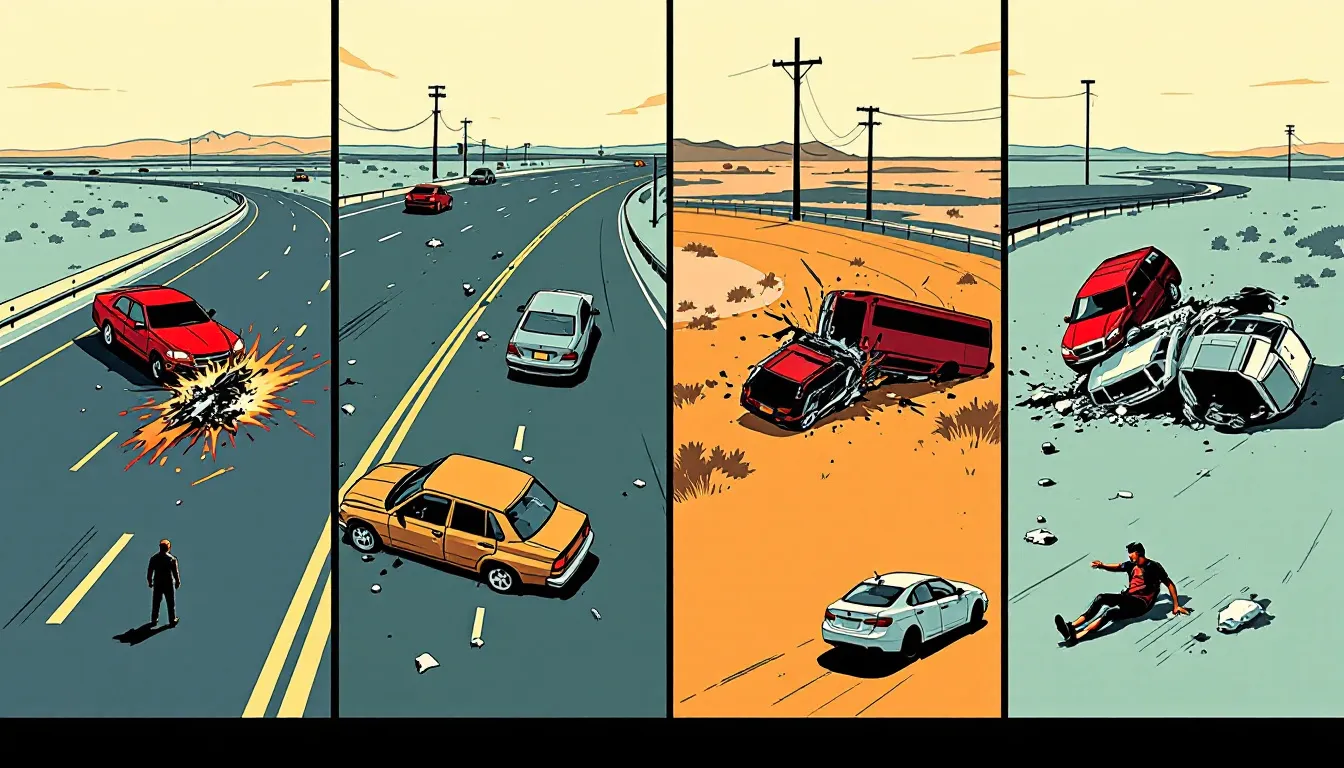 An illustration depicting common types of car accidents in Alamogordo.