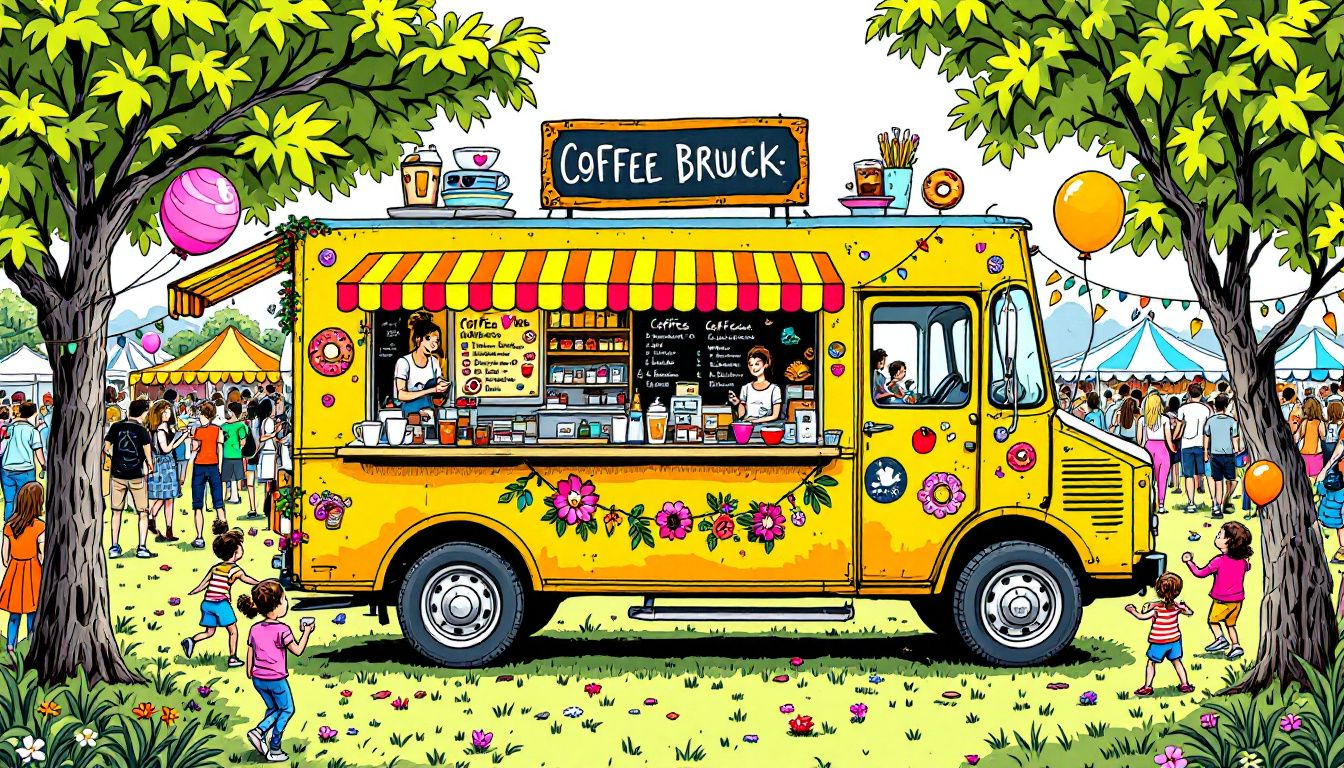 c761dd05 cdc3 4967 8ad6 89f1326459f6 A mobile coffee truck serving freshly brewed coffee at a busy outdoor event.