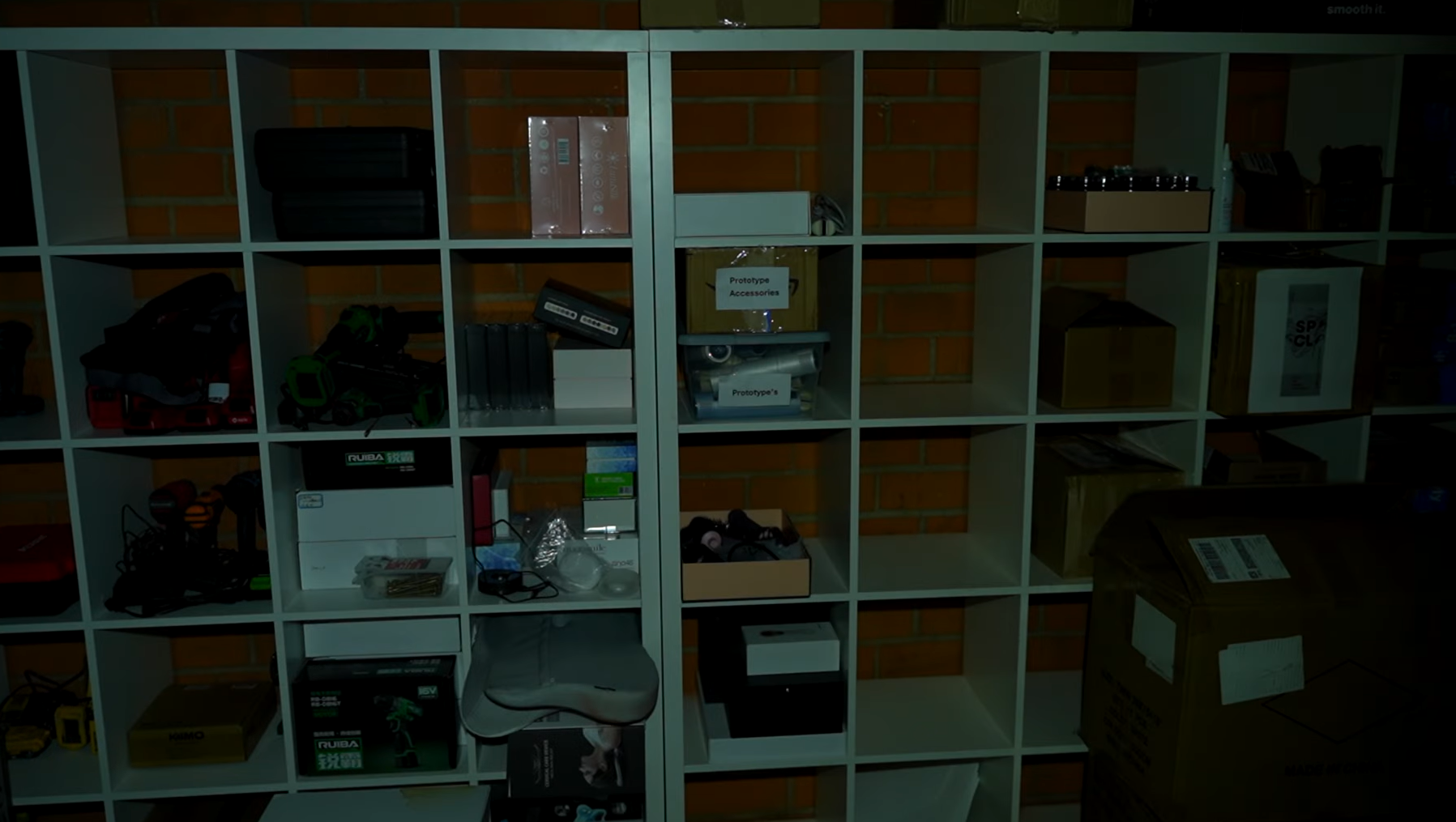 Cybertools tactical pocket light used in a pitch black room
