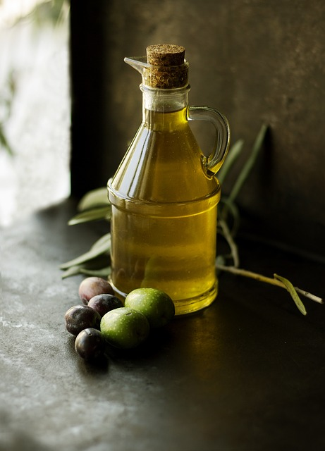 olive oil, bottle, olives