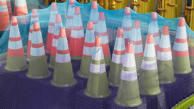 Stacks of Orange Traffic Cones