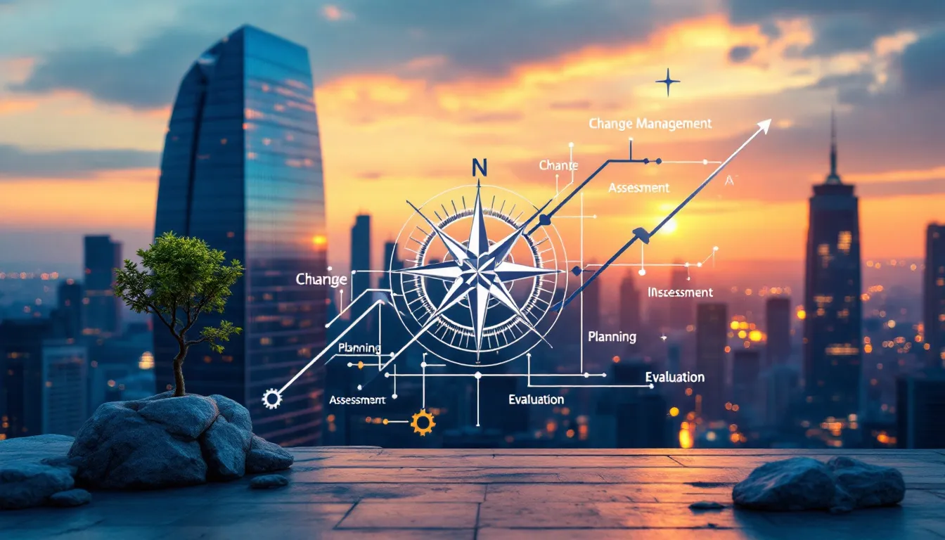An illustration depicting change management services for organizations.