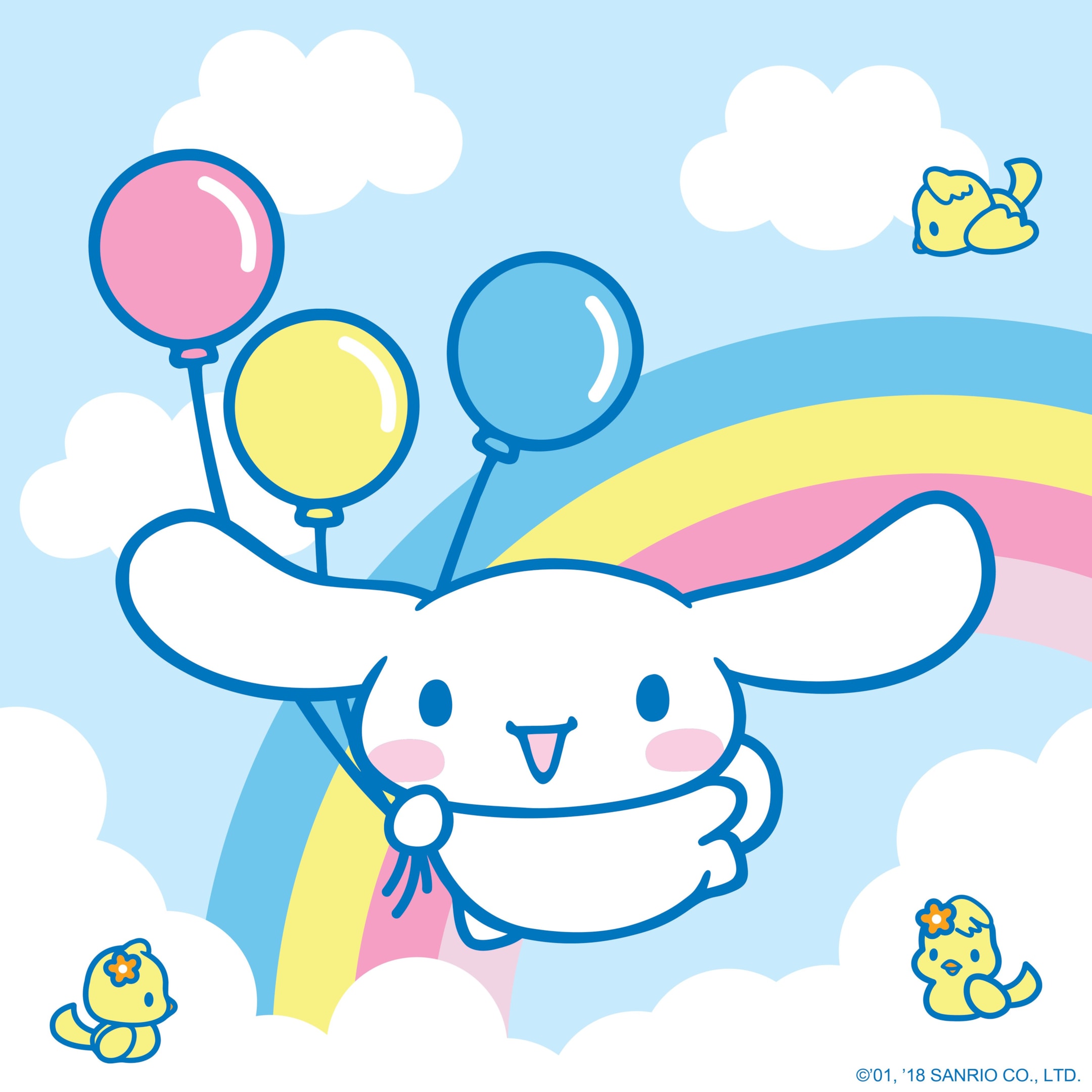 Cinnamoroll flapping his ears in the sky