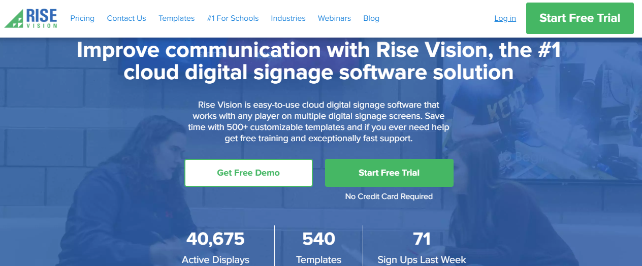 Rise vision homepage