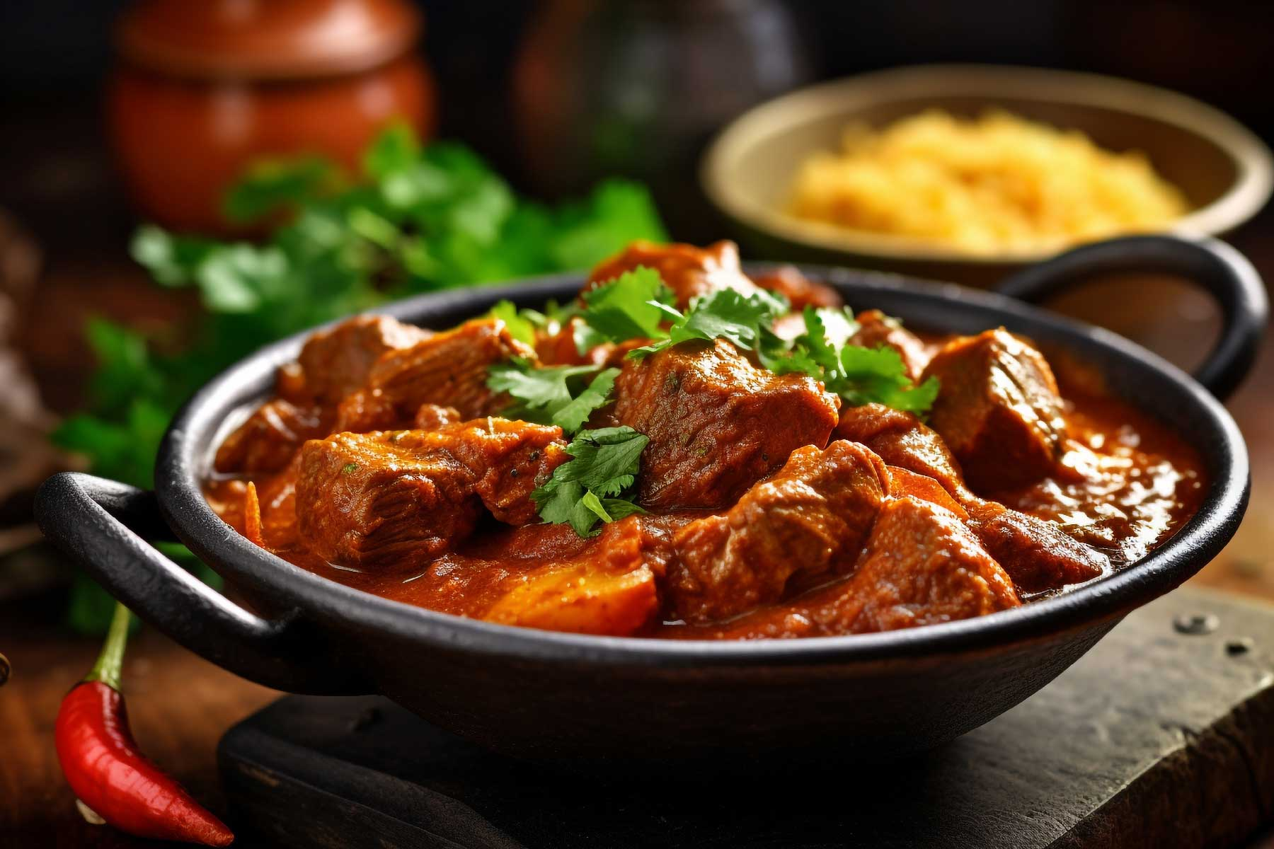 Chicken Tikka Masala: Classic Indian dish with tender chicken in creamy tomato-based sauce.
