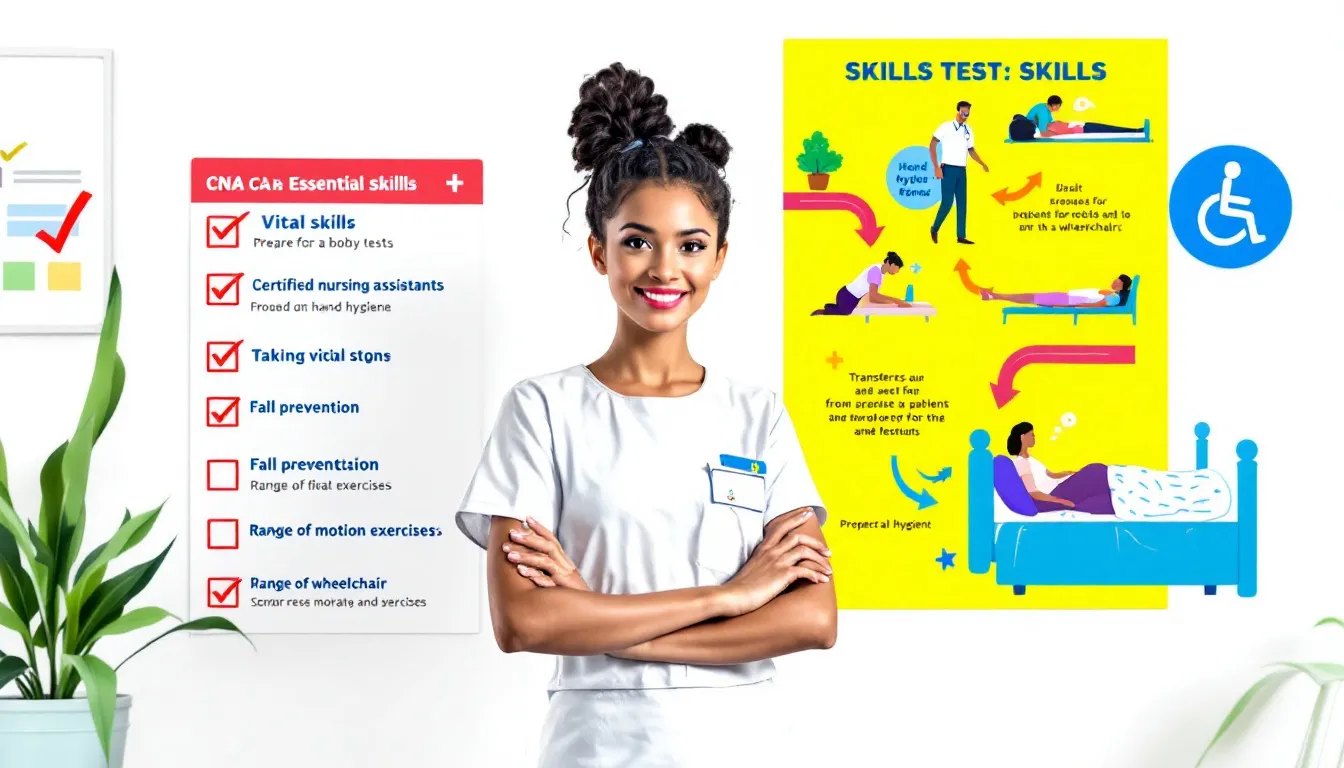 An illustration depicting a certified nursing assistant preparing for the skills test.
