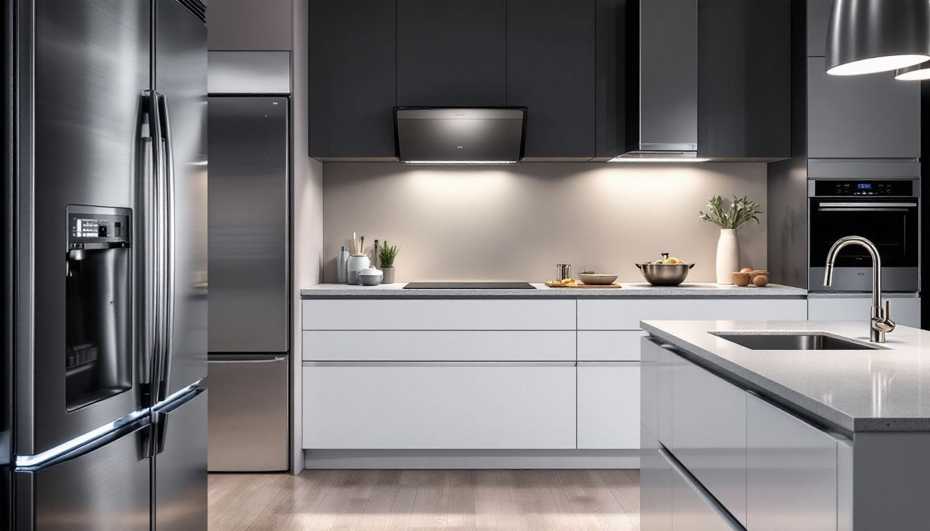 A collection of essential cooking appliances in a kitchen.