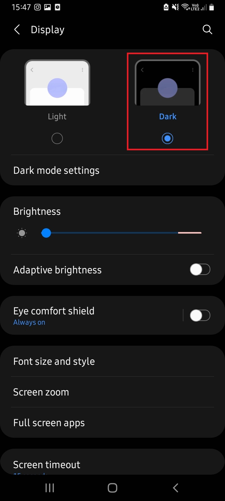 dark theme android