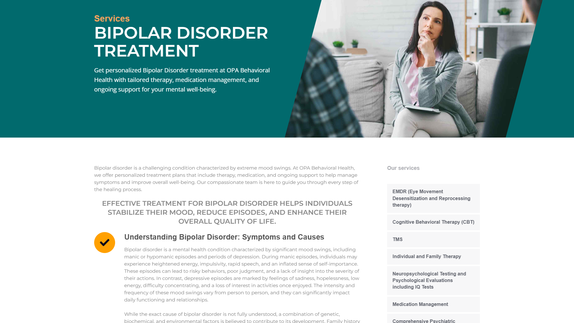 Mental Health Therapist Service Page