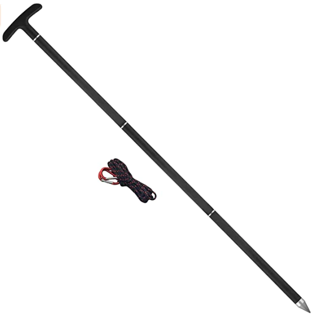 Anchor pole can be stored in gear storage on the fishing stand up paddle board