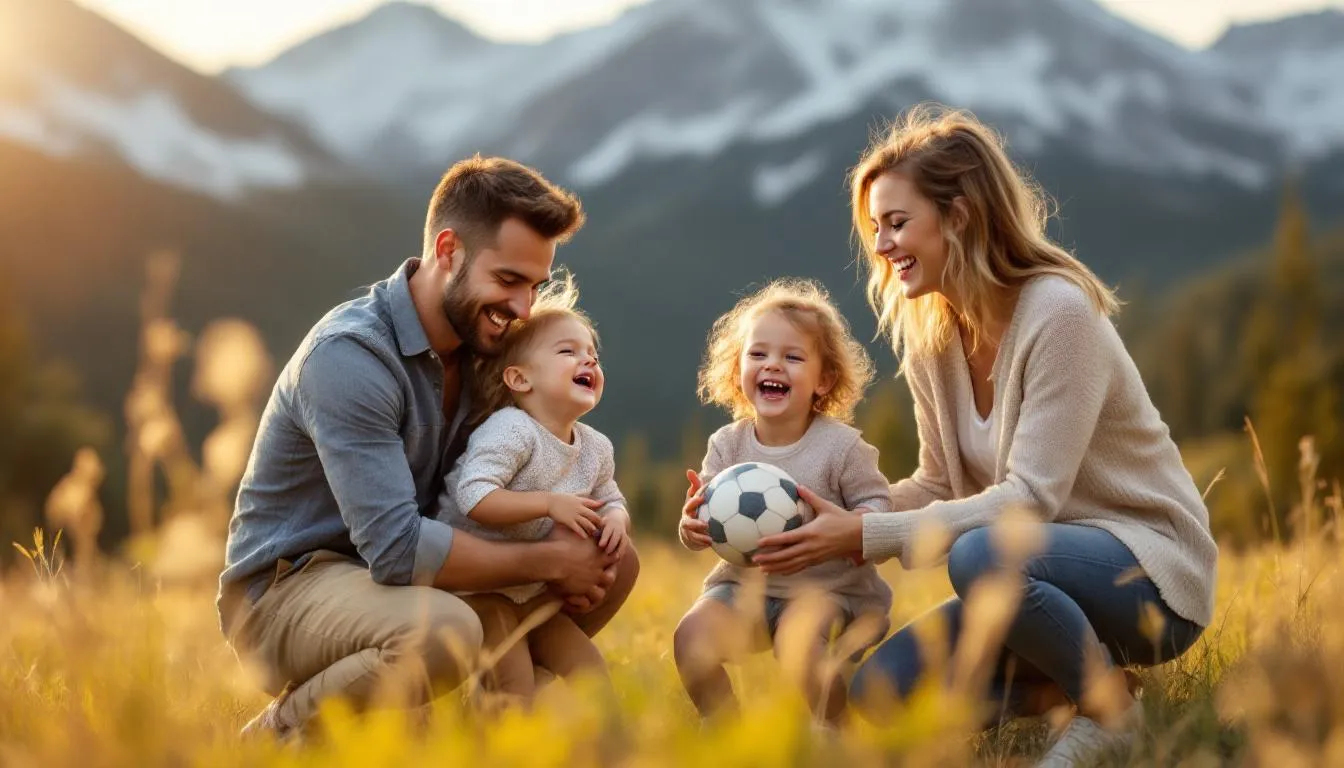 A family taking photos during a special moment in a scenic location.