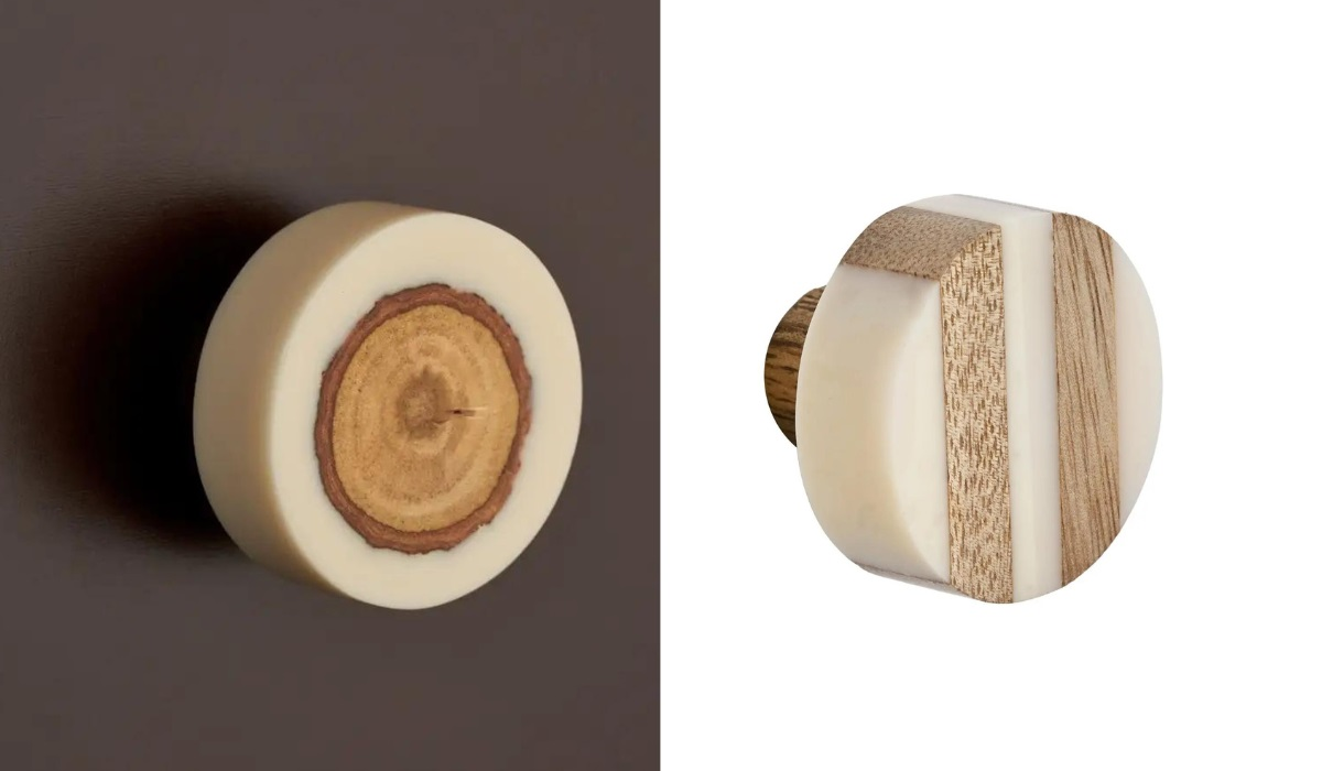 Wood and resin knobs - organic shapes 