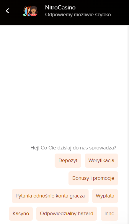 Nitro Casino: funkcjonalność czatu na żywo