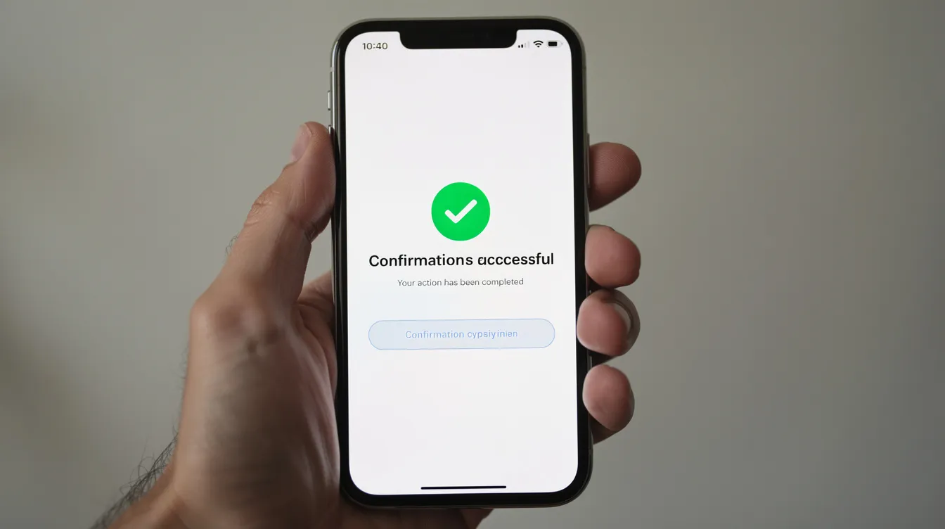 An open hand holds a smartphone displaying a confirmation notification for a money transfer, indicating a successful transaction. This image represents the efficient and fast way to send money abroad, such as sending funds from Australia to Kenya via mobile money services like M-Pesa.