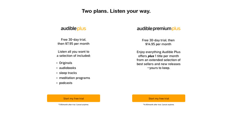 Audible premium plans