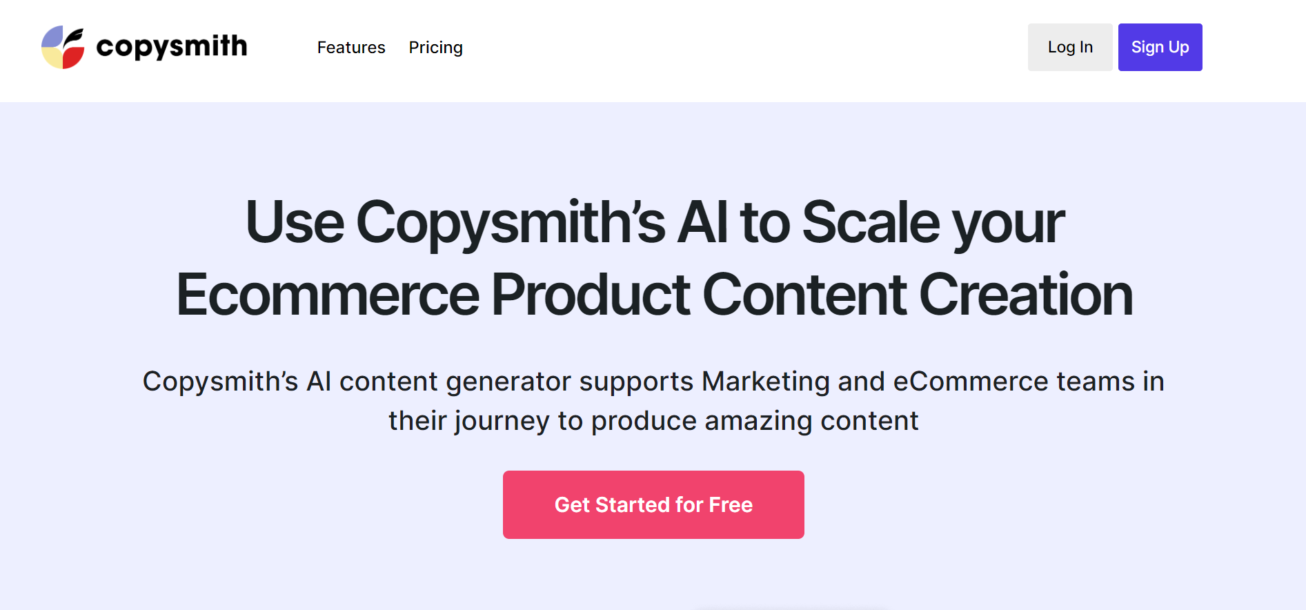 Copysmith Landing Page - Use Copysmith's AI to Scale your Ecommerce Product Content Creation