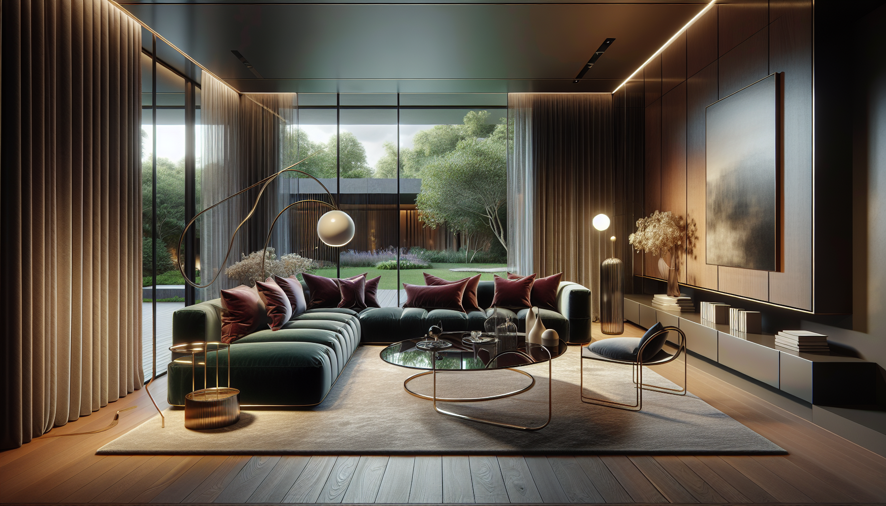 Artistic depiction of a well-staged living room with modern furniture