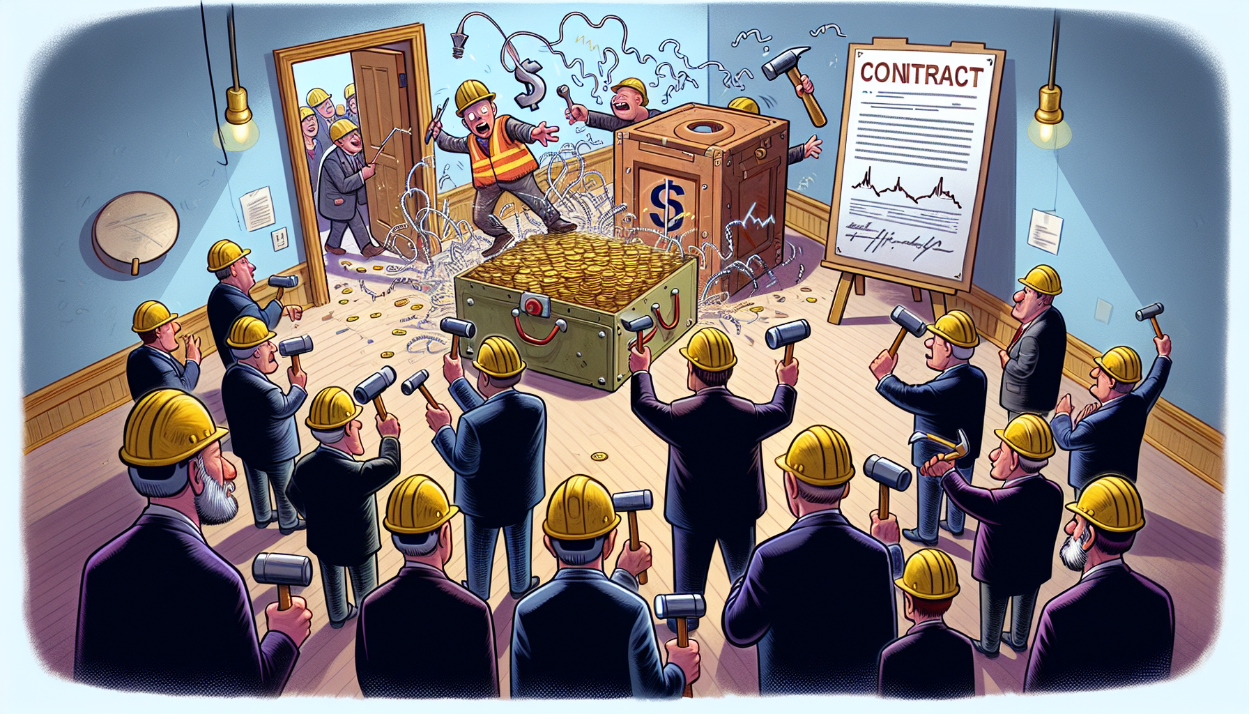 Cartoon of a construction bid process