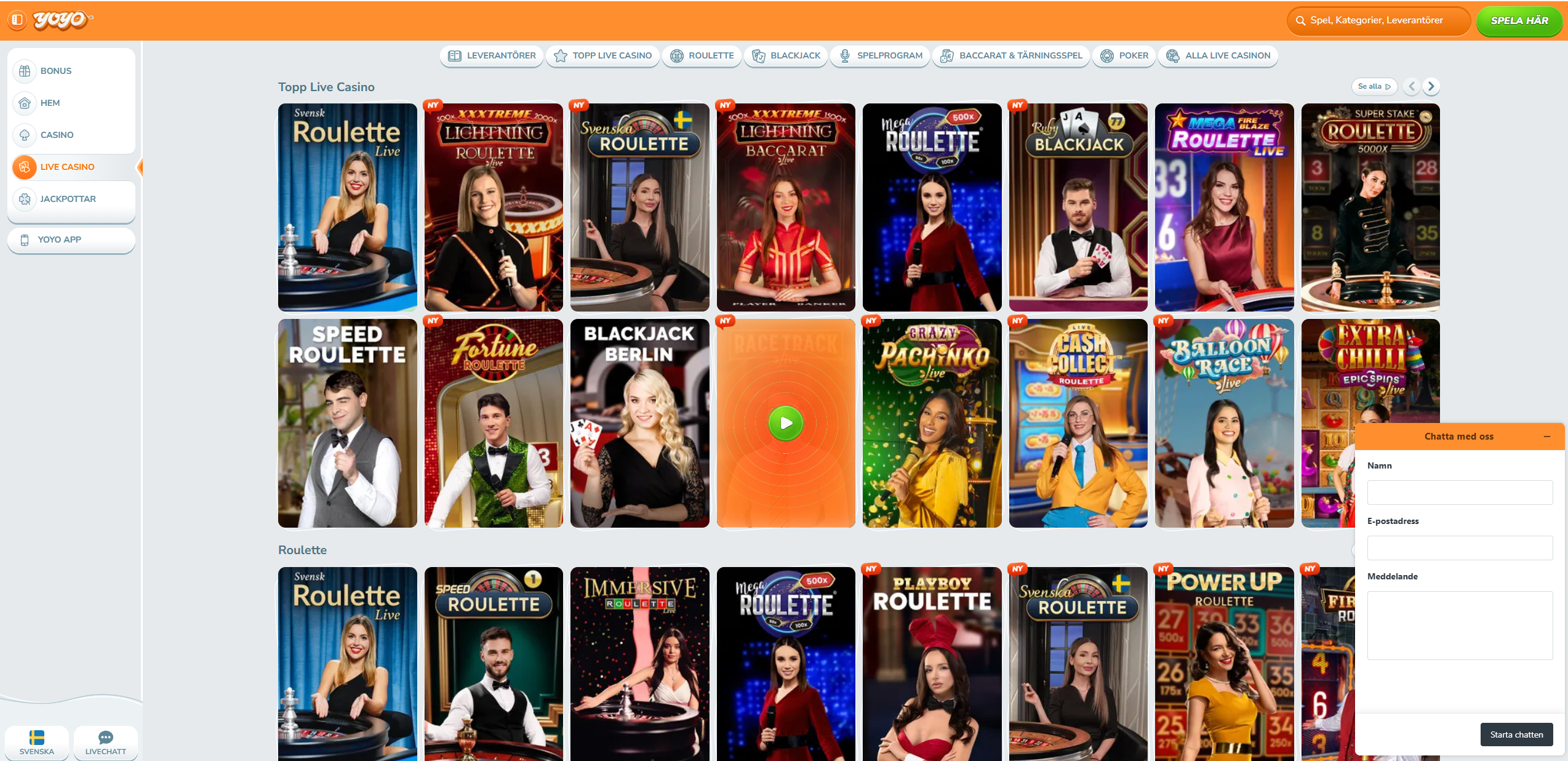 Livechatt YoYo Casino
