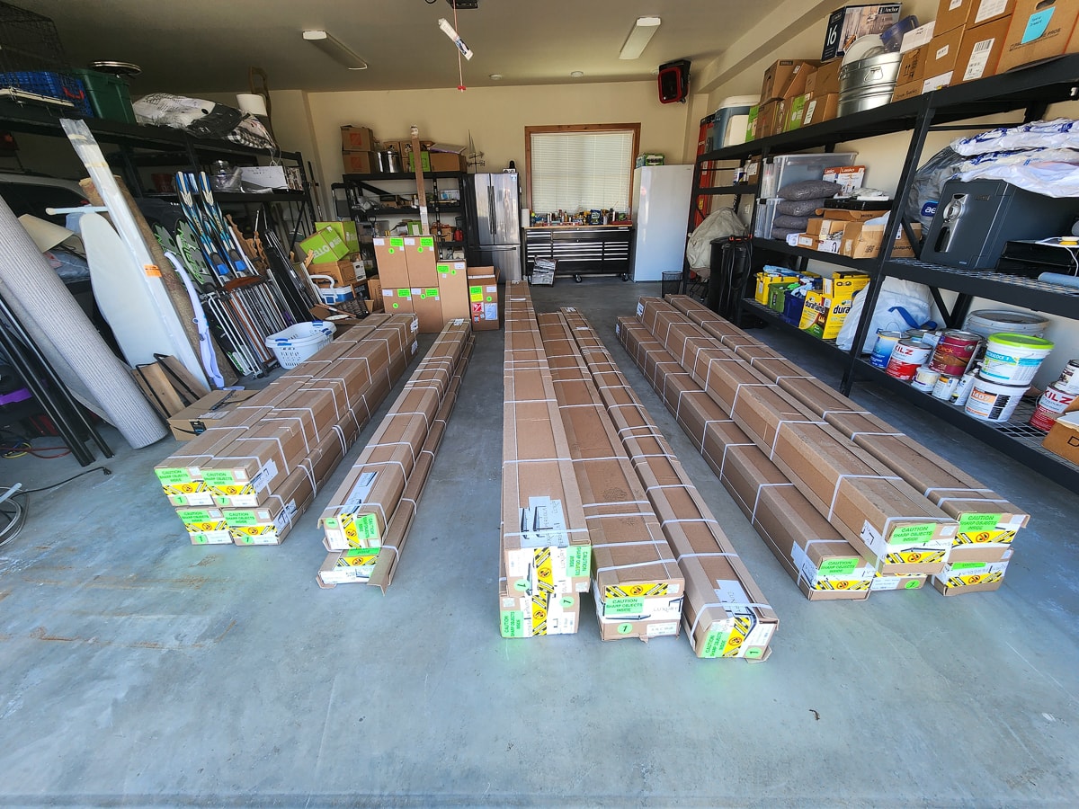 DIY Pergola Kit has arrived! Boxes are delivered to homes for customer or contractor installation.