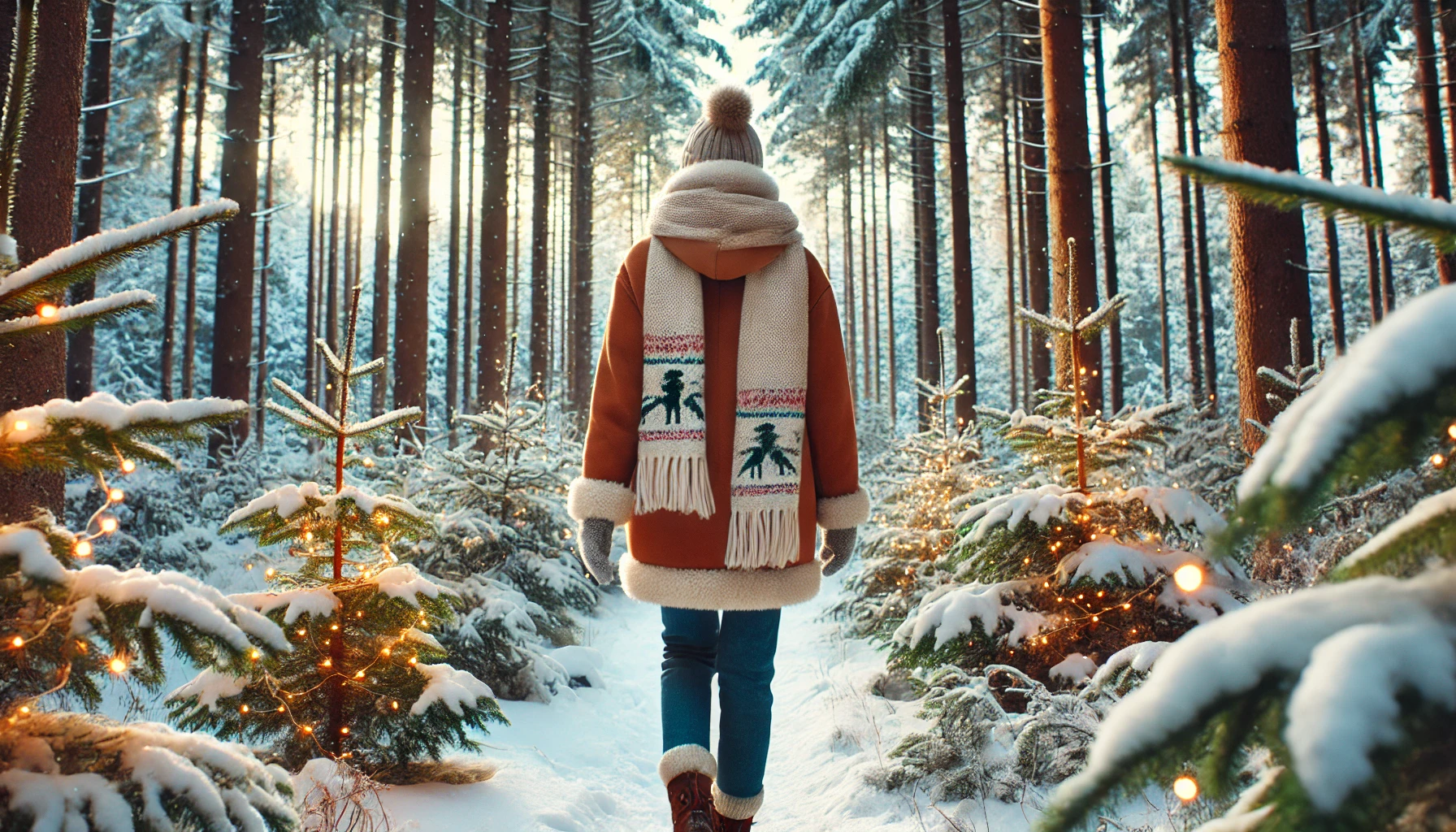  A outdoor winter scene a person on a brisk holiday walk 