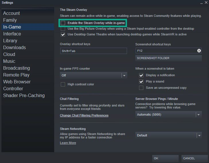 Disable Steam overlay