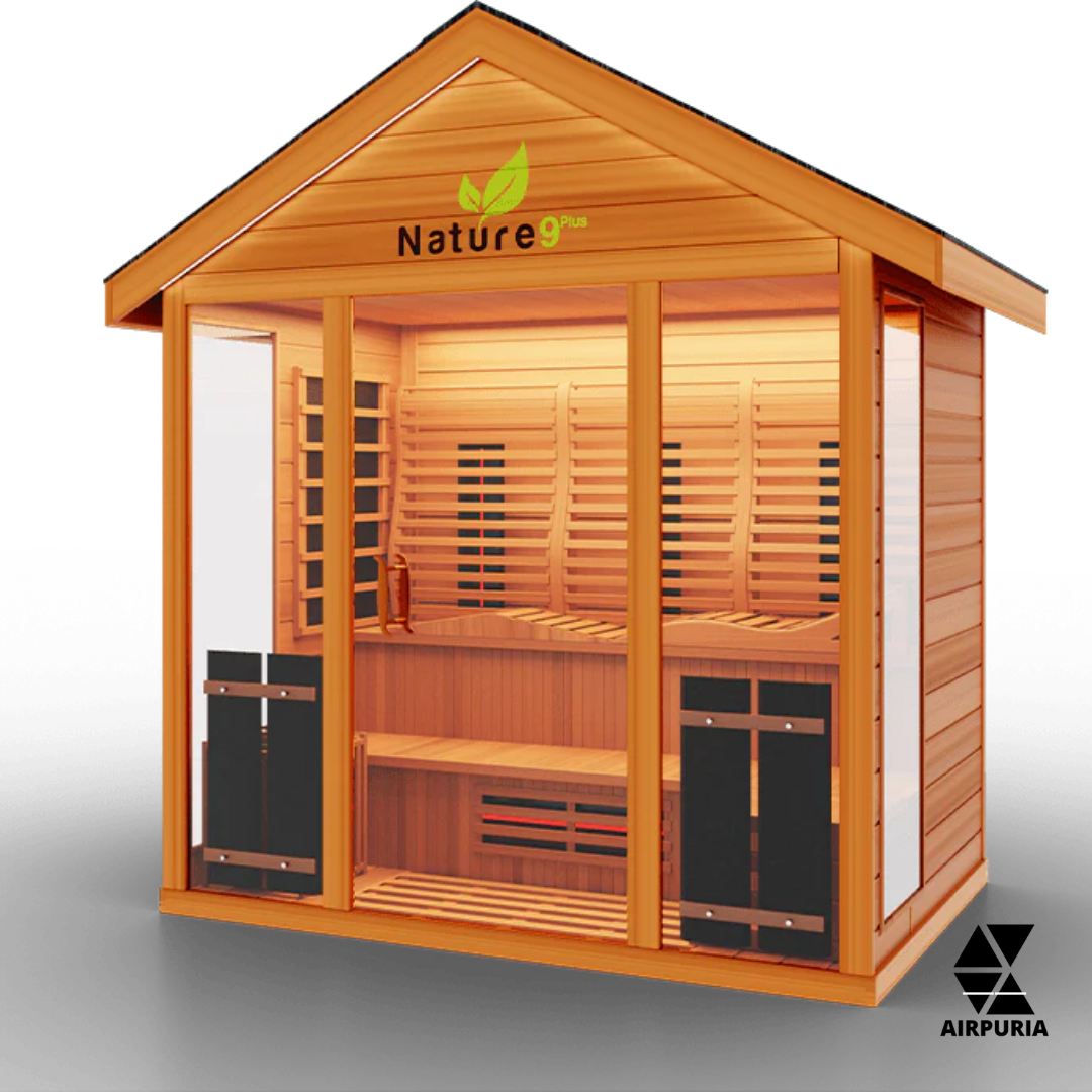 An image of the Nature 9 Plus Outdoor Sauna from Airpuria with free shipping.
